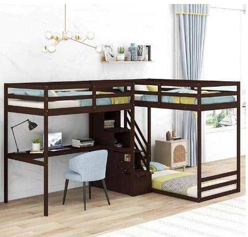 Cotoala Twin Size L-Shaped Bunk Bed