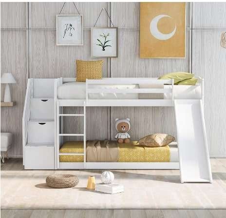 Twin Over Twin Bunk Bed for teenagers with storage 