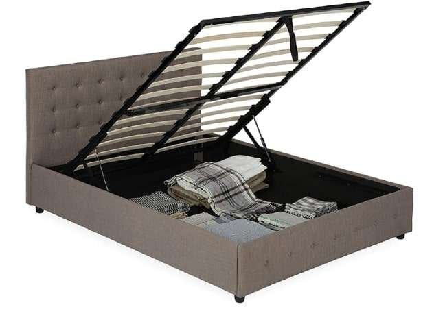 DHP Cambridge Gas Lift Upholstered Platform Space Saving bunk bed for Teenagers