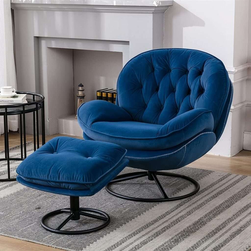 Homsof Velvet Swivel Accent Ottoman Set Lounge Chair for Teenager oom