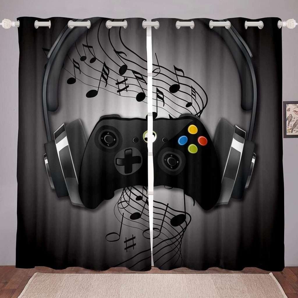 Games Curtains Black Grey