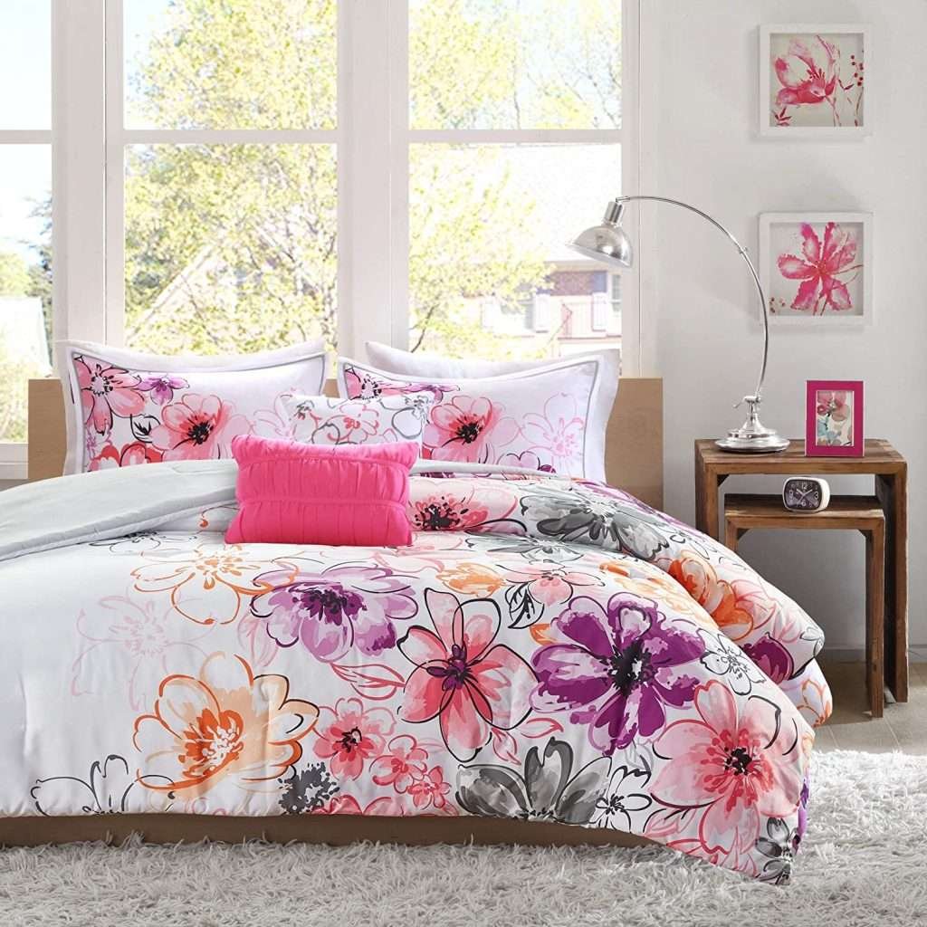 Intelligent Design Comforter Set Vibrant Floral Design
