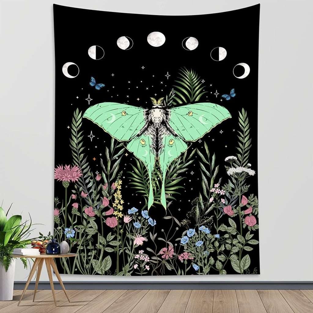 LB Moon Phase Tapestry Moth Tapestries