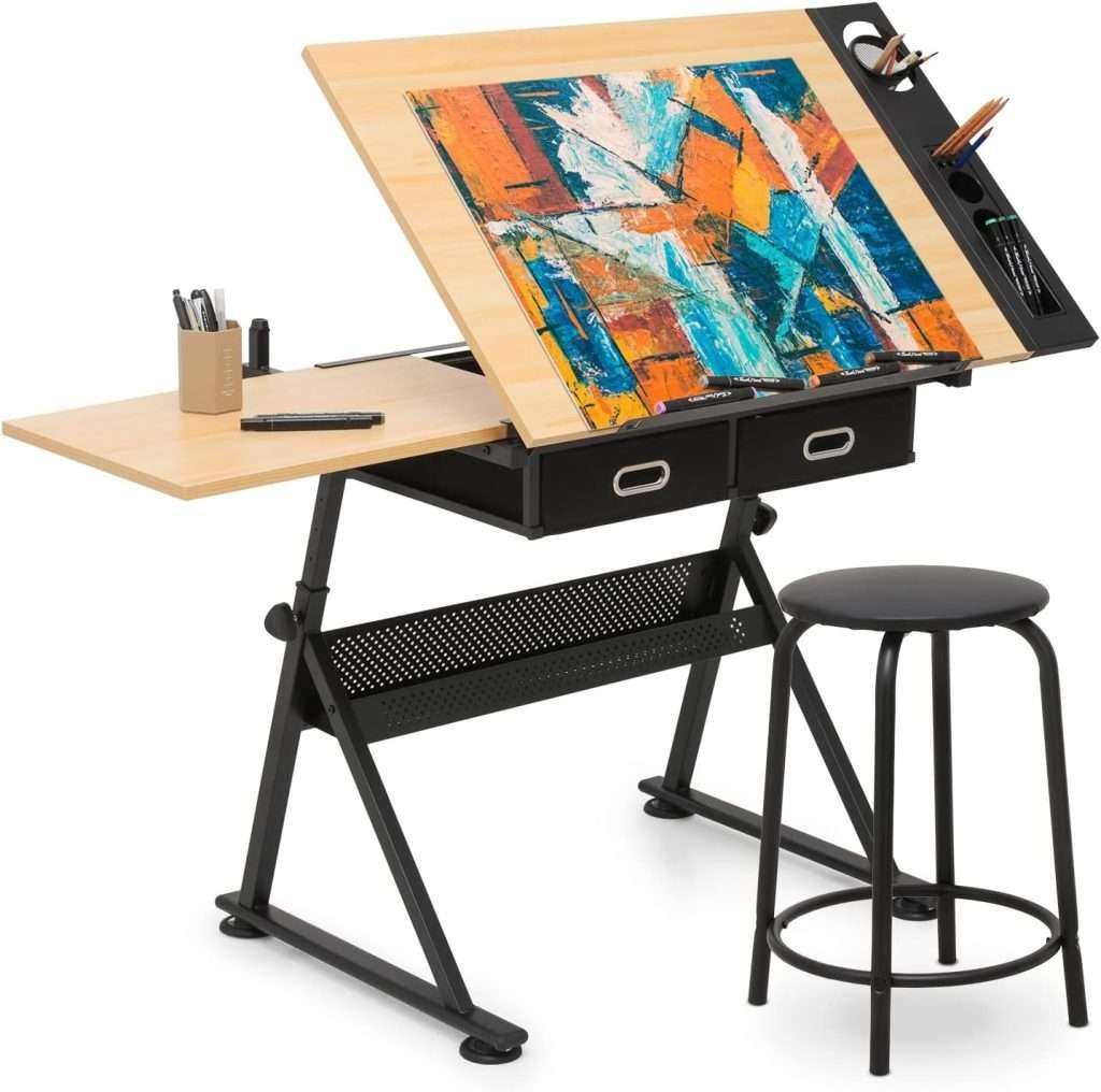 MoNiBloom Height-Adjustable art desk with storage 