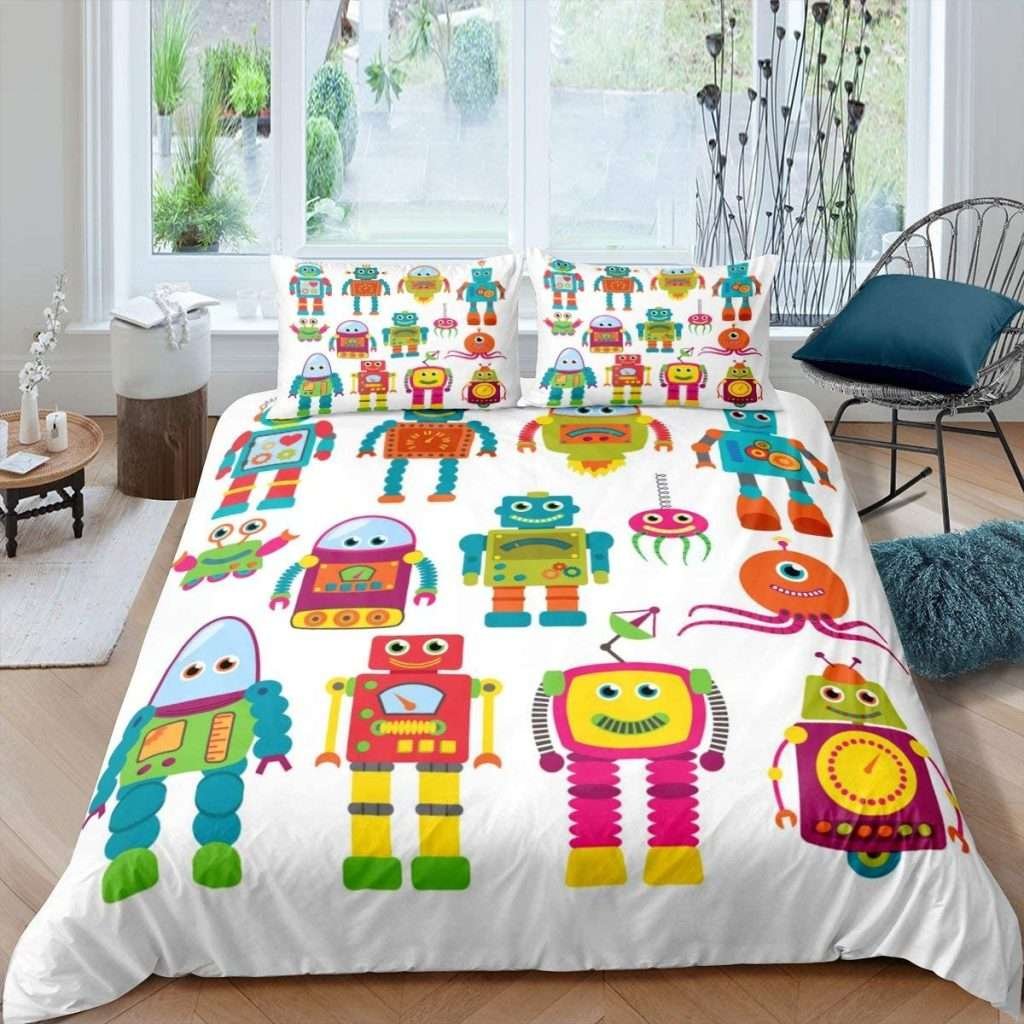 Nursery Robot Bedding Set Colourful Cartoon Robot Comforter Cover