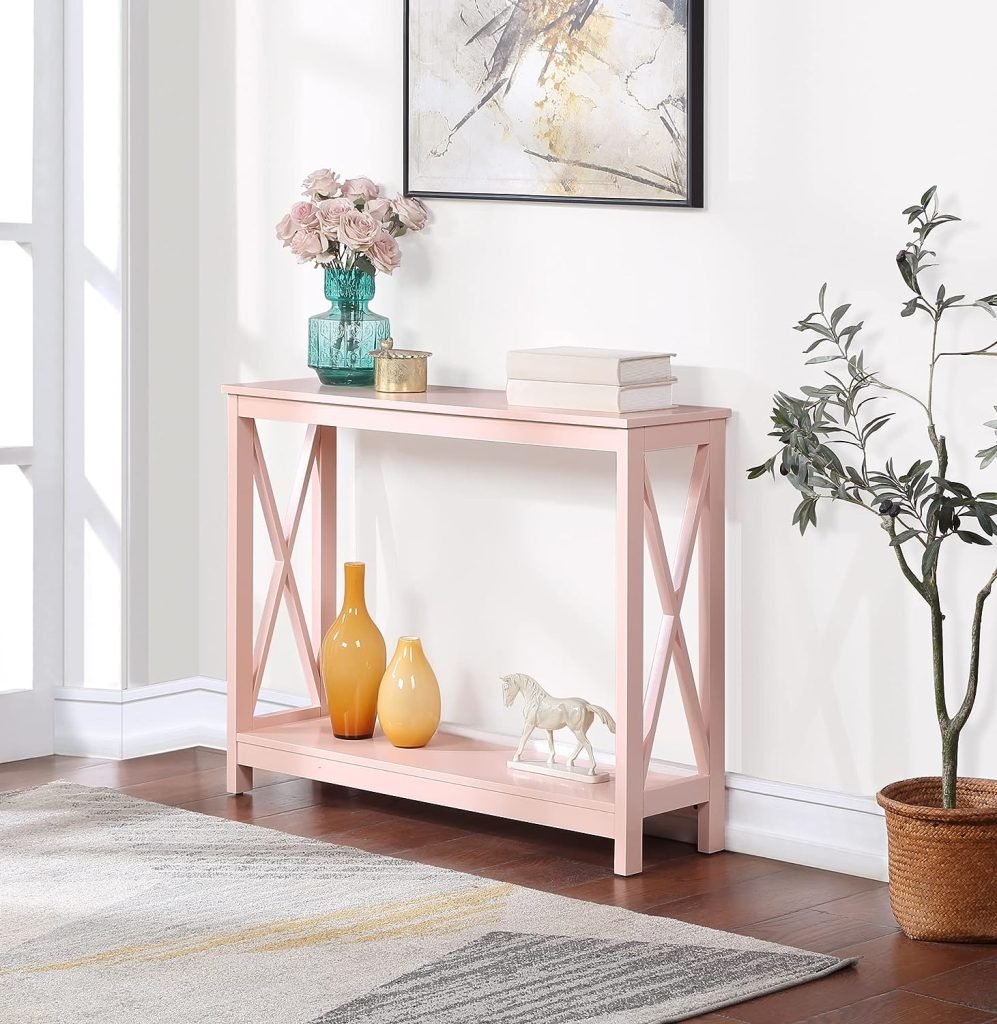Convenience Concepts Oxford Console Table Pink Living Room Furniture