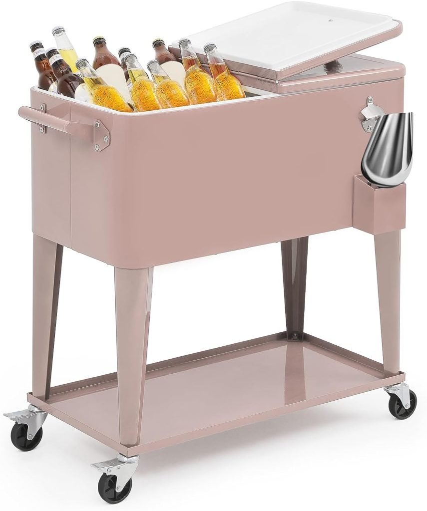 Madog Modern Cooler With Wheels And Handle Outdoor Coolers Pink Outdoor Patio Furniture
