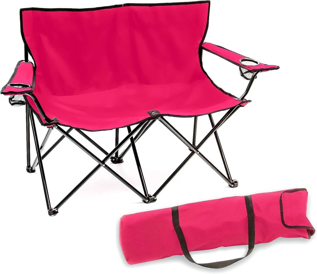 Trademark Innovations Loveseat Style Double Camp Chair Part Of  Pink Outdoor Furniture