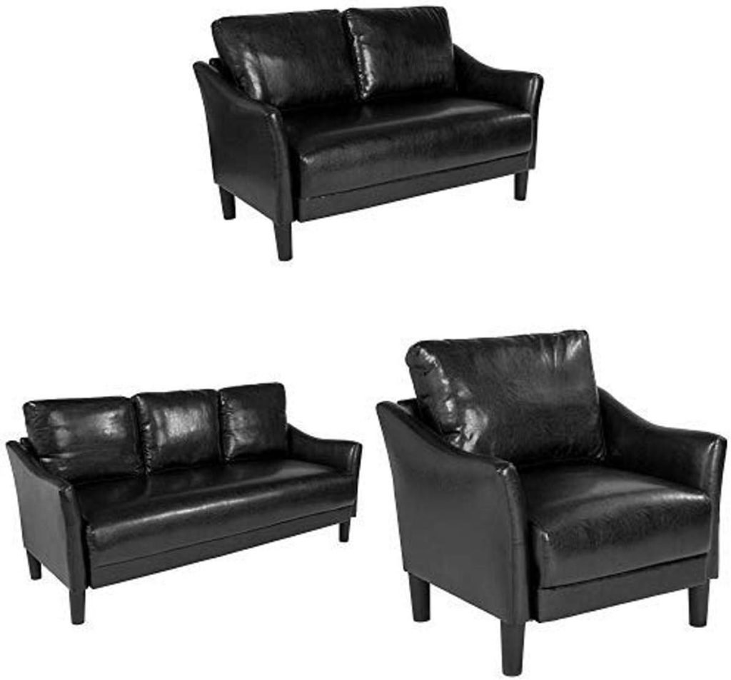 Flash Furniture Asti 3 Piece Living Room Furniture Black
