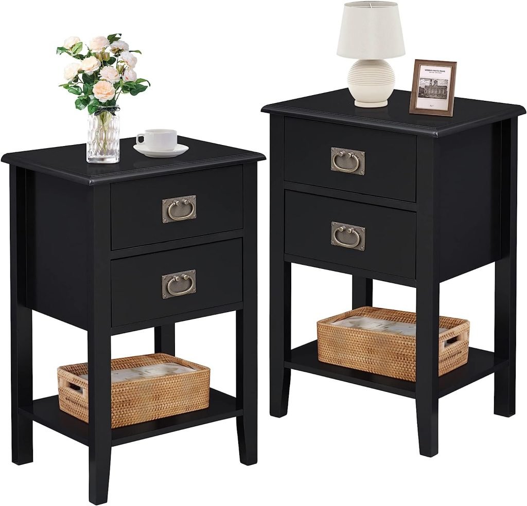 Vecelo stands Set Of 2 End/Side Black Furniture Living Room