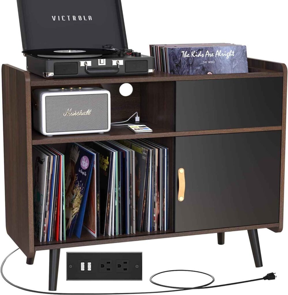 GDLF Record Player Stand: Mid-Century Modern with Convenience