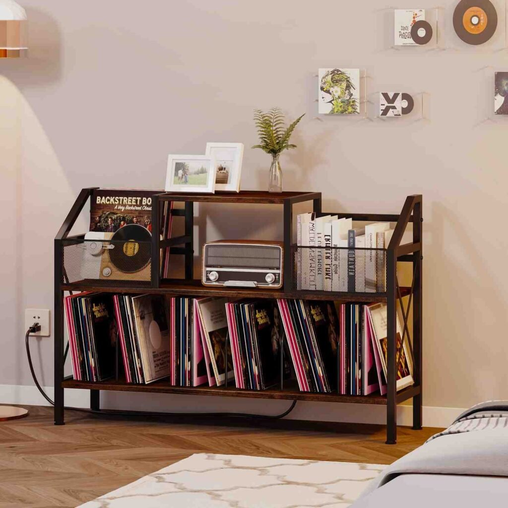 Homeiju Record Player Stand: Holds Up to 500 Albums