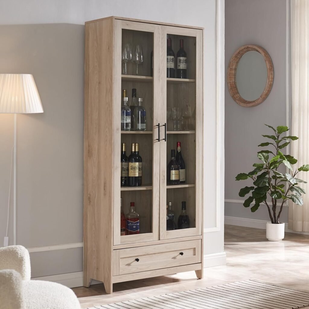 Home Source Glass Door Cabinet: Modern Storage with Classic Style