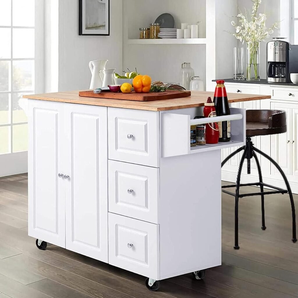 PHI VILLA Kitchen Island Cart: Mobile Storage and Extra Countertop