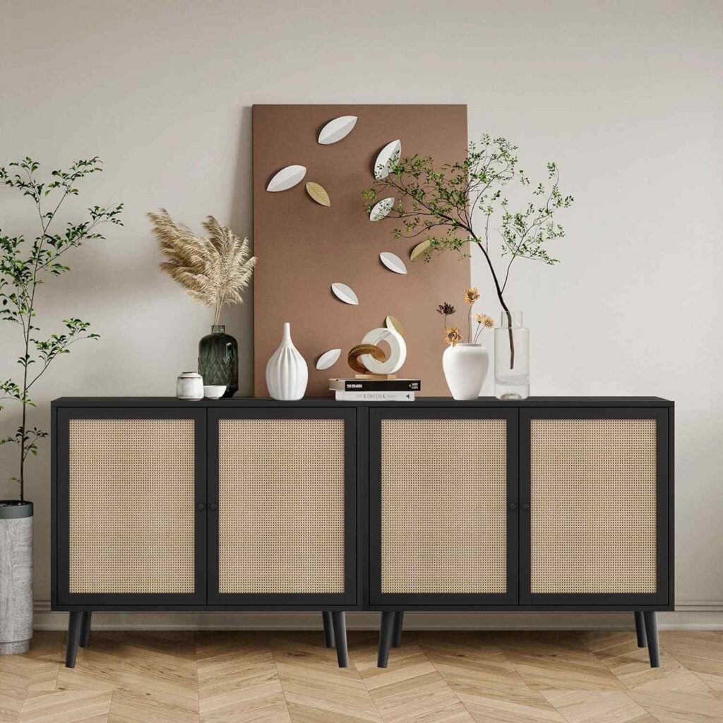 QHITTY Rattan Sideboard: Stylish Storage with Natural Texture