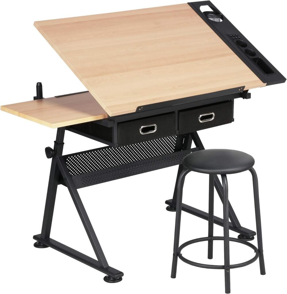 Yaheetech: All-in-One Drafting Table with Stool